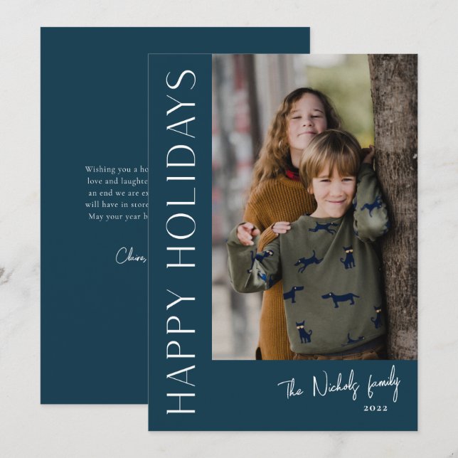 Cartes Pour Fêtes Annuelles Typographie Moderne Simple Photo Joie (Devant / Derrière)