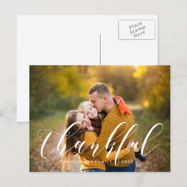 Cartes Pour Fêtes Annuelles Typographie moderne Thanksgiving Photo (Devant / Derrière)