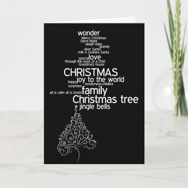 Cartes Pour Fêtes Annuelles Typographie noir blanc Noël (Devant)