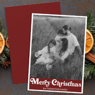 Cartes Pour Fêtes Annuelles Typographie rétro branchée Red Christmas Photo