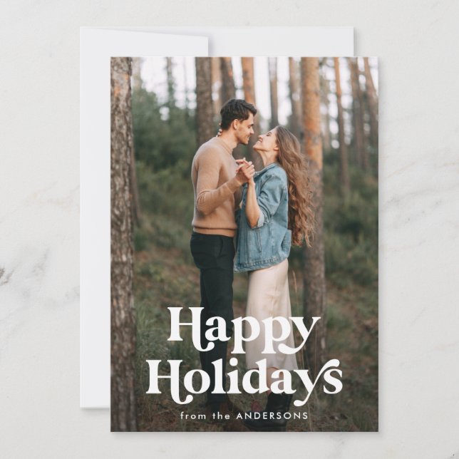 Cartes Pour Fêtes Annuelles Typographie rétro Happy Holidays Photo (Devant)