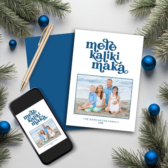 Cartes Pour Fêtes Annuelles Typographie rétro Mele Kalikimaka Photo de Noël (Retro Typography Mele Kalikimaka Christmas Photo Holiday Card)