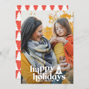 Cartes Pour Fêtes Annuelles Typographie rétro moderne 1 fête photo Noël