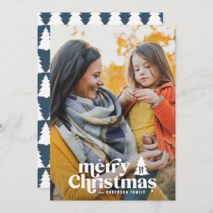 Cartes Pour Fêtes Annuelles Typographie rétro moderne 1 fête photo Noël