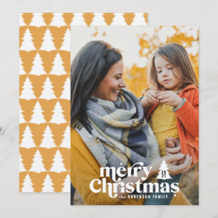 Cartes Pour Fêtes Annuelles Typographie rétro moderne 1 photo vacances Noël