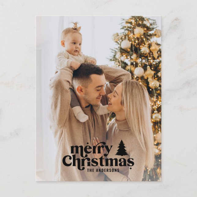 Cartes Pour Fêtes Annuelles Typographie rétro moderne photo complète (Devant)