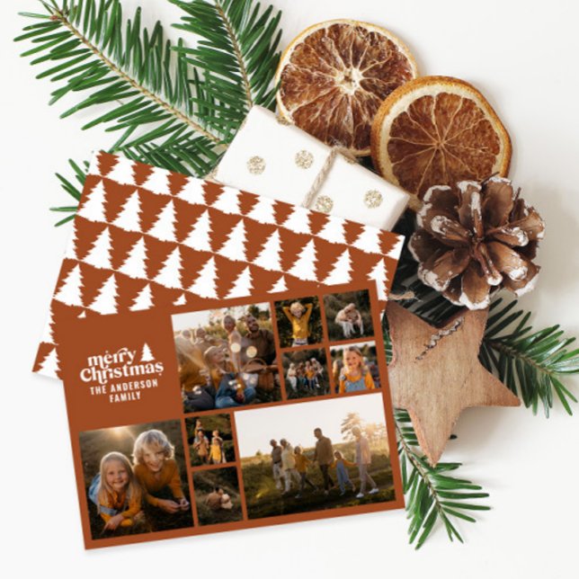 Cartes Pour Fêtes Annuelles Typographie rétro moderne terracotta multi photo (Créateur téléchargé)