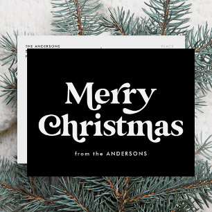 Cartes Pour Fêtes Annuelles Typographie Rétro Noir Joyeux Noël Non-Photo