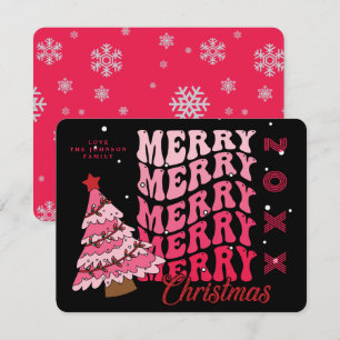 Cartes Pour Fêtes Annuelles Typographie Rétro Rose Noir Joyeux Noël