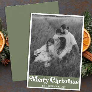 Cartes Pour Fêtes Annuelles Typographie Retro tendance Green Christmas Photo