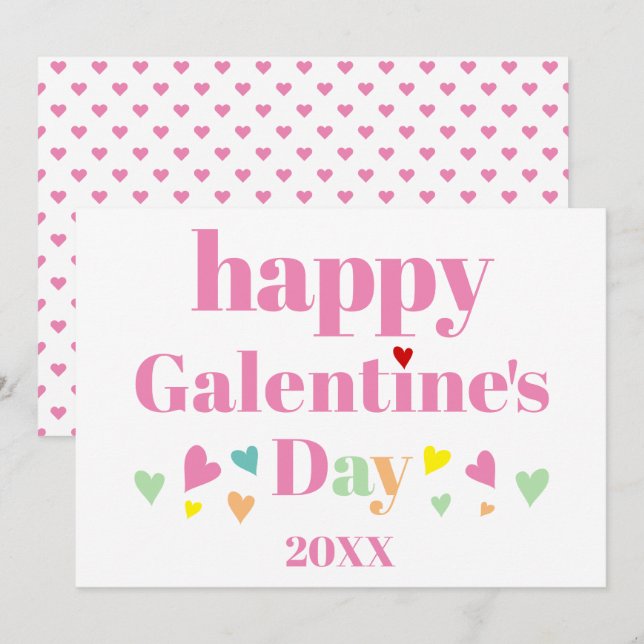 Cartes Pour Fêtes Annuelles Typographie rose Joyeuse Galentines Day (Devant / Derrière)