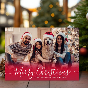 Cartes Pour Fêtes Annuelles Typographie rouge moderne élégante 2 Photo Noël