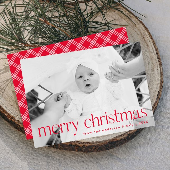 Cartes Pour Fêtes Annuelles Typographie rouge moderne Joyeux Noël Photo (Créateur téléchargé)