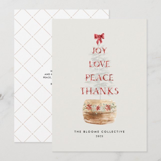 Cartes Pour Fêtes Annuelles Typographie rustique Arbre de Noël Élégant (Devant / Derrière)