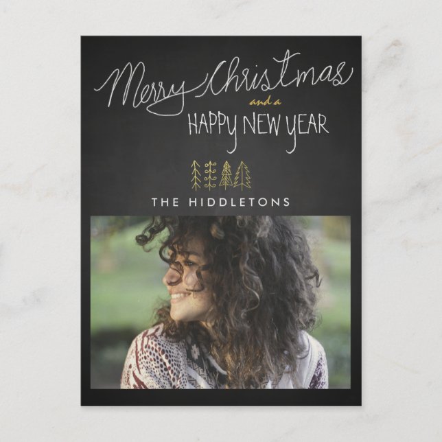 Cartes Pour Fêtes Annuelles Typographie Rustique de tableau noir (Devant)