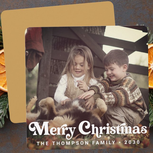 Cartes Pour Fêtes Annuelles Typographie simple et tendance Retro Noël photo (Créateur téléchargé)