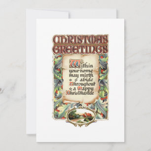 Cartes Pour Fêtes Annuelles Typographie vintage Florale Noël Bonjour Poème