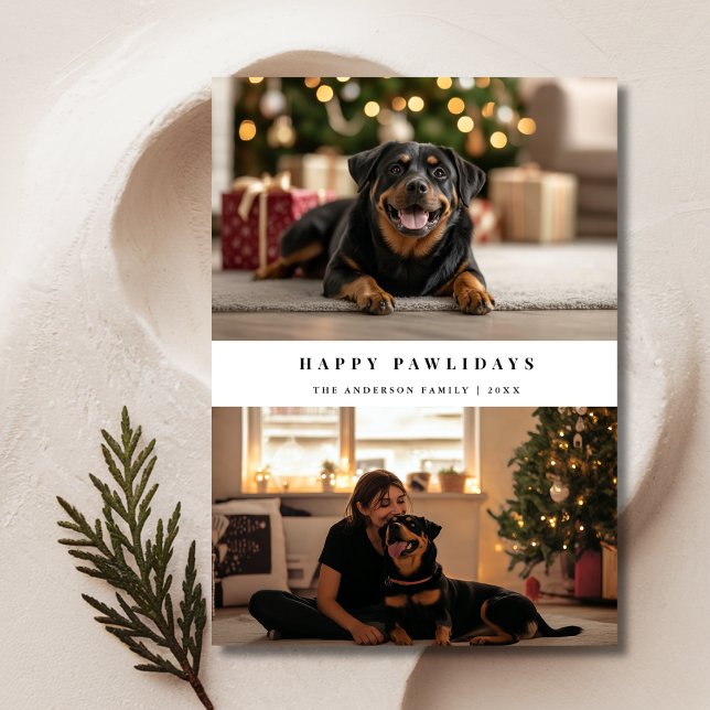 Cartes Pour Fêtes Annuelles Typography Happy Pawlidays Pet Dog Christmas Photo (Créateur téléchargé)