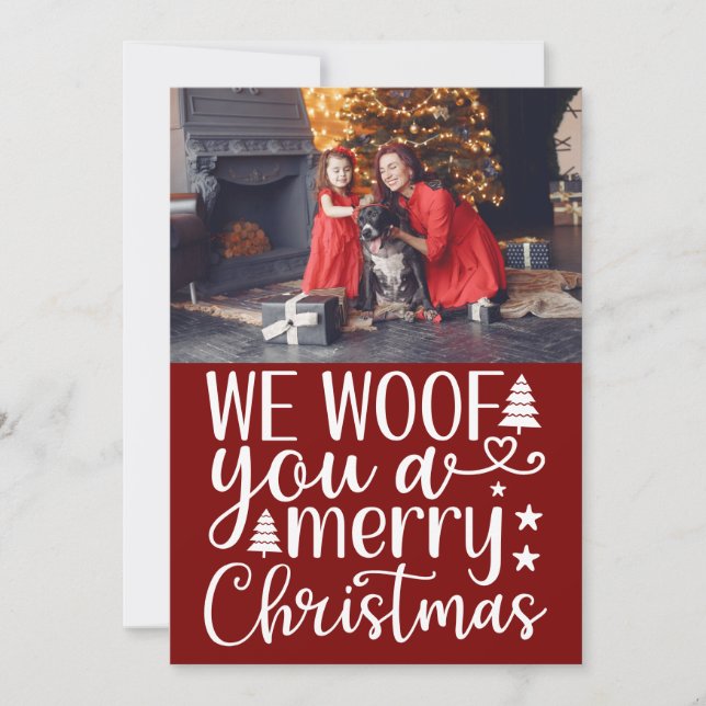 Cartes Pour Fêtes Annuelles Typography, We Woof You a Merry Christmas Greeting (Devant)