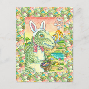 CARTES POUR FÊTES ANNUELLES TYRANNOSAURUS, CUTE T-REX, EASTER BUNNY DINO