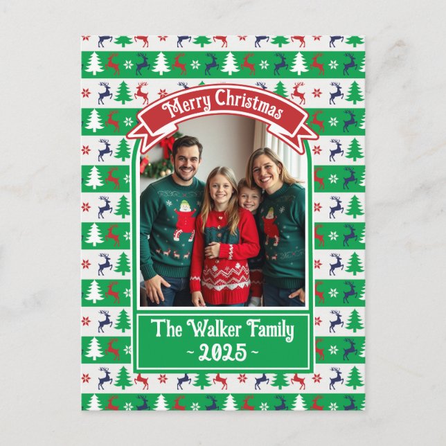 Cartes Pour Fêtes Annuelles Ugly Christmas Sweater Jumper Family Photo  (Devant)