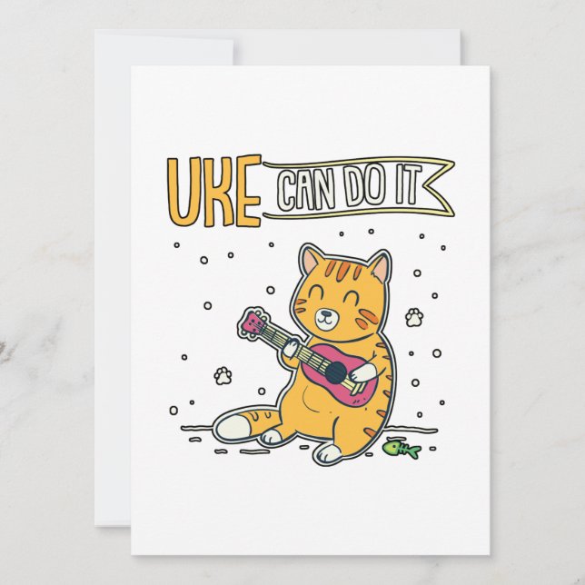 Cartes Pour Fêtes Annuelles UKE Peut Le Faire Ukulele Ukelele Cat Guitare Musi (Devant)
