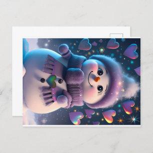 Cartes Pour Fêtes Annuelles Un amaigrissement à neige pourpre - snowman gi