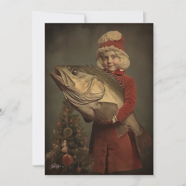 Cartes Pour Fêtes Annuelles Un appartement de remplacement de poisson de Noël (Devant)