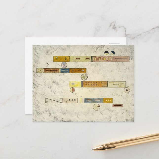 Cartes Pour Fêtes Annuelles Un après l'autre par Wassily Kandinsky (Devant/Arrière en situation)