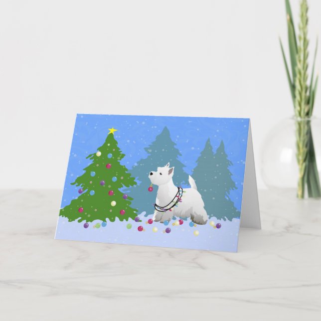 Cartes Pour Fêtes Annuelles Un arbre de Noël dans la forêt (Devant)