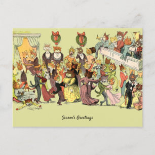 Cartes Pour Fêtes Annuelles Un bal de Noël à Catsville par Louis Wain