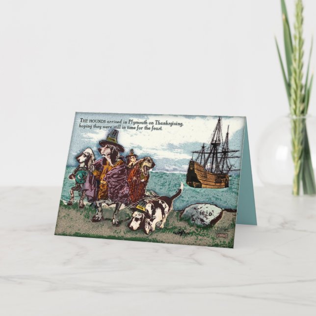 Cartes Pour Fêtes Annuelles Un basset Thanksgving (Devant)