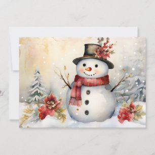 Cartes Pour Fêtes Annuelles Un bonhomme de neige dans un Noël de Casquette noi
