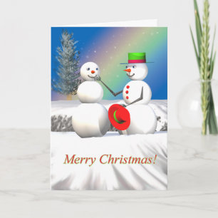 Cartes Pour Fêtes Annuelles Un bonhomme de neige de Noël se fait un ami