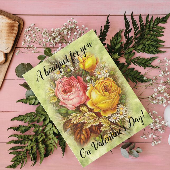 Cartes Pour Fêtes Annuelles Un bouquet pour vous à la Saint Valentin Victorian (Créateur téléchargé)