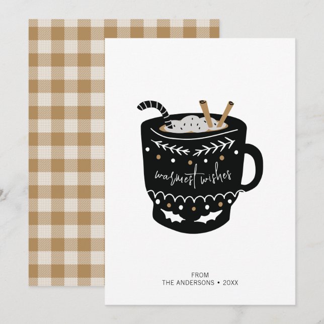 Cartes Pour Fêtes Annuelles Un cacao chaud moderne (Devant / Derrière)