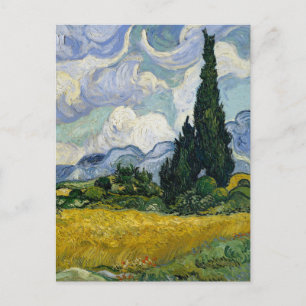 Cartes Pour Fêtes Annuelles Un champ de blé avec des cyprès Van Gogh