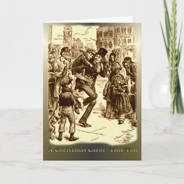 Cartes Pour Fêtes Annuelles Un chant de Noël - Tim minuscule (Devant)