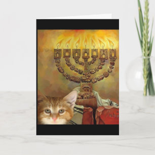 Cartes Pour Fêtes Annuelles Un chaton et un Menorah