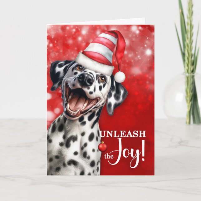 Cartes Pour Fêtes Annuelles Un chien dalmate déchaîne la joie Noël (Devant)