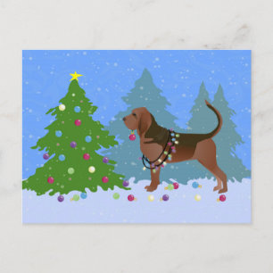Cartes Pour Fêtes Annuelles Un chien de garde décorant l'arbre de Noël