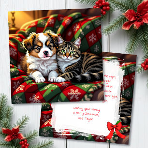 Cartes Pour Fêtes Annuelles Un chien et un chat de Noël personnalisé mignon et