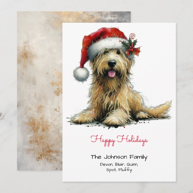 Cartes Pour Fêtes Annuelles Un chiot rusé dans un chapeau de Santa Happy (Devant / Derrière)