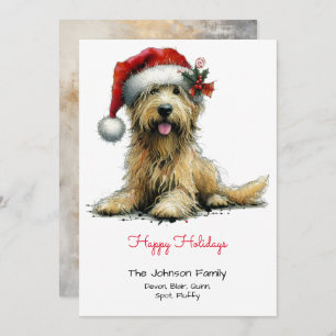 Cartes Pour Fêtes Annuelles Un chiot rusé dans un chapeau de Santa Happy