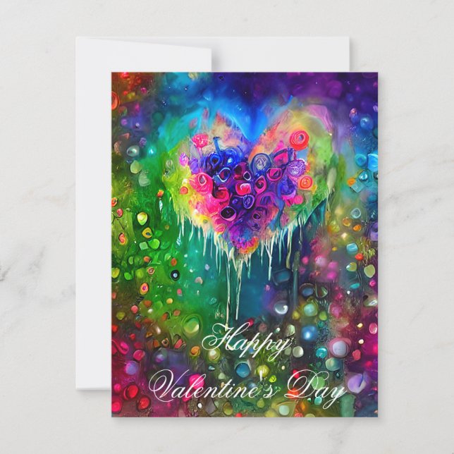 Cartes Pour Fêtes Annuelles Un coeur abstrait lumineux et des bulles enfants V (Devant)