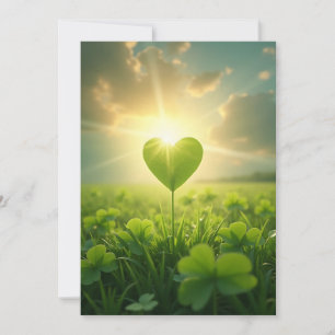 Cartes Pour Fêtes Annuelles Un coeur shamrock tendre sous le ciel du soir