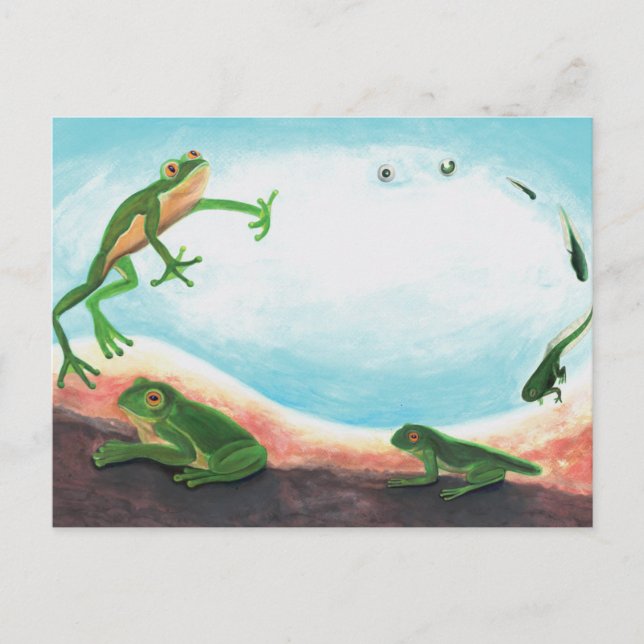 Cartes Pour Fêtes Annuelles Un cycle de vie étonnant d'une grenouille (Devant)