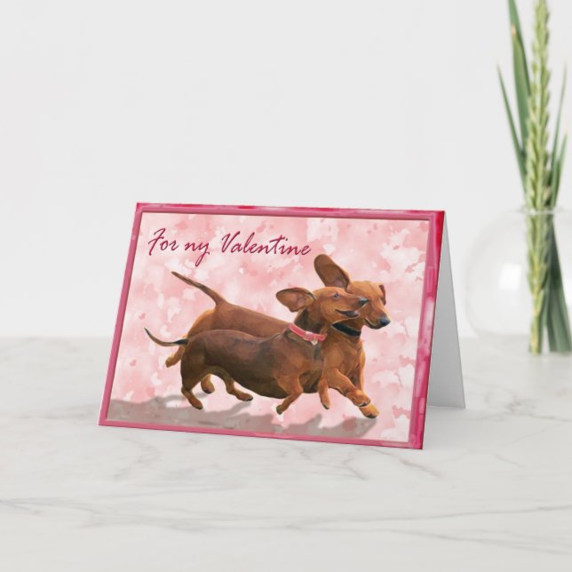 Cartes Pour Fêtes Annuelles Un dachshund Valentine - Allons jouer ! (Devant)