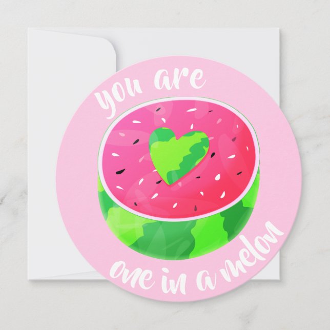 Cartes Pour Fêtes Annuelles Un dans un Melon Valentine Heart Watermelon Love (Devant)