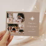Cartes Pour Fêtes Annuelles Un enfant est né Photo Collage Noël<br><div class="desc">Inspirationnel religieux chrétiens collage photo multiples caractéristiques de la carte de voeux de Noël Un enfant est né typographie blanche avec une étoile de Noël illustrée et six photos sur un arrière - plan taupe neutre.</div>
